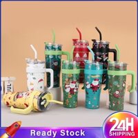 【Đang Bán】 Cốc Thủy Tinh Giáng Sinh 40oz Có Quai Theroms Flask Cốc Bia Bình đựng Nước Bình Giữ Nhiệt Cốc Cà Phê Cốc Trong Xe Quà Tặng Giáng Sinh Xmas