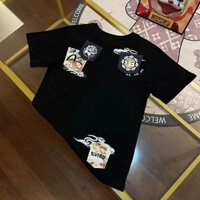 Đang giảm giá EVISU Thương hiệu hợp thời trang Mùa hè Phong cách mới Seagull Cổ tròn tay ngắn dáng rộng Áo nam A