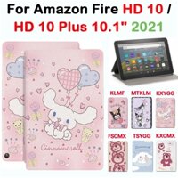 Dành Cho Amazon Fire HD 10 / HD 10 Plus 10.1 inch 2021 T76N2B KFTWI KFTRPWI T76N2P Thời Trang Vỏ Hoạt Hình Dễ Thương Da PU Flip Stand Vỏ Bảo Vệ Máy Tính Bảng