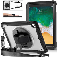 Dành Cho Apple iPad 9.7 2018 2017 Air 2 Pro 9.7 2016 A1566 A1673 A1822 A1823 A1893 A1954 Ốp Lưng Trẻ Em An Toàn TPU + PC Chống Sốc Dây Đeo Vai Đứng Vỏ Máy Tính Bảng