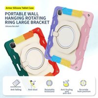 Dành Cho Apple iPad Pro 12.9 inch 2022 2021 2020 A2764 A2436 A2437 A2378 A2379 A2461 A2069 A2232 A2229 Ốp Lưng Trẻ Em PC An Toàn Silicon Chống Sốc Kéo Vòng Đứng Vỏ Máy Tính Bảng