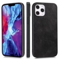 Dành Cho Apple iPhone 7 8 Plus SE 2020 X XR XS Max iPhone 11 12 Pro Max Da PU Ngựa Điên Trơn + Ốp Silicon Ốp Mỏng Màu Đen