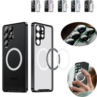 Dành Cho Galaxy S25 Ultra Vỏ Điện Thoại Chống Rơi Vỏ Bảo Vệ S24 Sạc Từ Tính Khung Kim Loại Vỏ Lỗ Mịn
