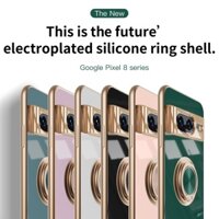 Dành Cho Google Pixel 8 Pro Pixel 7A Pixel6A Sang Trọng Đen Xanh Nhẫn Giá Đỡ Ô Tô Silicon TPU Chống Sốc Cho Google Pixel 7 Pro Điện Thoại Đứng Bao