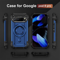 Dành Cho Google Pixel 9 Pro XL 9Pro Ốp Điện Thoại Từ Tính Kim Loại Sang Trọng Ống Kính Chân Đế Giáp Nặng Vỏ Chống Sốc Bảo Vệ Sạc Không Dây Chân Đế Ốp Lưng