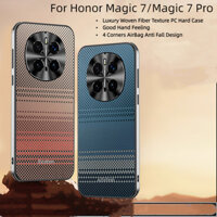 Dành Cho Honor Magic7 Honor Magic 7 Pro Ốp Lưng Sợi Dệt Sang Trọng Kim Loại Bảo Vệ Ống Kính Máy Ảnh PC Cứng Chống Sốc Vỏ Điện Thoại Cho Honor Magic 7 Pro
