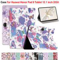 Dành Cho Huawei Honor Pad 9 Máy Tính Bảng 12.1 inch 2024 Màu Sắc Thời Trang Bướm Máy Tính Bảng Bảo Vệ Honor Pad 8 HEY-W09 12 "Da PU Chất Lượng Cao Chống Trượt Đứng Flip Cover
