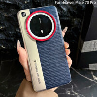 Dành Cho Huawei Mate 60 Pro Mate 70 Pro Ốp Lưng Cao Cấp Mạ Điện Ghép Da PC Cứng Vỏ Điện Thoại Cho Huawei Mate 70 Pro