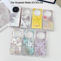 Dành Cho Huawei Mate X3 X5 X6 Ốp Lưng Hoạt Hình Bướm Hoa Tím PC Cứng Lật Vỏ Điện Thoại Cho Huawei Mate X 3 X5 X6