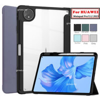 Dành cho Huawei matepad PRO 13.2inch 2025 2023 WEB-W00 PCE-W30 Vỏ bảo vệ 2023 Gấp ba mặt lưng trong suốt thông minh có giá đỡ bút chì