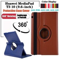 Dành Cho Huawei MediaPad T3 10 (2017) 9.6 inch AGS-W09 AGS-L09 AGS-L03 Thời Trang 360° Vỏ xoay Giá đỡ máy tính bảng Vỏ da lật Vỏ bảo vệ