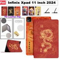 Dành Cho Infinix XPAD XPAD 11 Inch 2024 Họa Tiết Hoạt Hình Dễ Thương Chống Mồ Hôi Dành Cho Infinix X Pad 11 Inch Da PU Chất Lượng Cao Vỏ Máy Tính Bảng Bao Flip Stand Cover