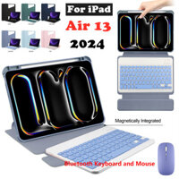 Dành Cho iPad Air 13 inch (M2) 2024 Bàn Phím Bluetooth Wilress Có Thể Tháo Rời Có Chuột Da Thông Minh Xoay 360 Vỏ Bút Khe Cắm Bao
