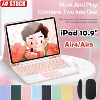 Dành cho iPad Air4 / Air5 10.9 inch 2020 / 2022 Bàn phím cảm ứng Bluetooth không dây có thể tháo rời + Đế da từ tính Vỏ kẹo lật có khe cắm bút có chuột