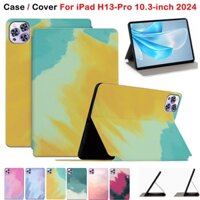 Dành Cho iPad H13-Pro 10.3-inch 2024 Da Cao Cấp Đứng Flip Cover iPad H13-Pro 10.3 "Màu Thời Trang Tranh Sơn Dầu Máy Tính Bảng Bảo Vệ