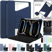 Dành Cho iPad Pro 12.9 inch 2022 / 2021 / 2020 / 2018 Có Chuột Có Thể Tháo Rời Wilress Bàn Phím Bluetooth Da Thông Minh Xoay 360 Vỏ Có Khe Cắm Bút
