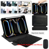 Dành Cho iPad Pro 13 inch (M4) 2024 Có Chuột Có Thể Tháo Rời Wilress Bàn Phím Bluetooth Da Thông Minh Xoay 360 Đứng Bao Da Có Khe Cắm Bút