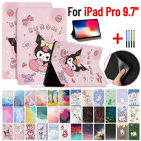 Dành Cho iPad Pro 9.7 inch 2016 Kuromi Melody Labubuku Crayon Shin Chan Siêu Mỏng Trẻ Em Hoạt Hình Dễ Thương Da Đứng Bao Da Chống Sốc Flip Case