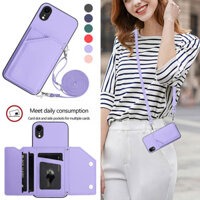 Dành Cho iPhone 12 11 Pro Max 12 Mini XR X / XS Max 7 8 Plus SE 2 3 Ốp Lưng Đeo Ngang Chân Đế Ví Nữ & Bé Gái w / Hộp Đựng Thẻ & Dây Đeo Vai Có Thể Điều Chỉnh & Vỏ Lật Da PU