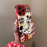 Dành Cho iPhone 12 Pro 13 14 15 16 Pro Max Ốp Lưng 15plus Mạ Da Cừu 14pro Cao Cấp 13 / 12 Mickey Đứng Mua Sắm Và Nhảy Múa Họa Tiết Chuột Lễ Hội Lễ Hội Quà Tặng Giáng Sinh