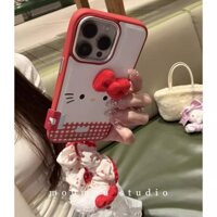 Dành Cho IPhone 14 Pro Max Mùa Đông Bao Da Hoạt Hình Hàn Quốc Hello Kitty Nơ Dây Đeo Tay Vòng Tay Túi Khí Cao Cấp Chống Sốc Dành Cho IPhone 16 15 14 13 Pro Max