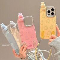 Dành Cho IPhone 14 Pro Max IPhone Ốp Lưng Hoạt Hình 3D Labupu Dây Đeo Tay Vòng Tay IPhone 11 Vỏ Da Mạ Camera Bảo Vệ Cho IPhone 16 15 14 13 12 11 Pro Max 16 15 14 Plus