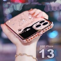 Dành Cho iPhone 15 14 Ốp Lưng Kim Cương Gương Ốp lưng Tương Thích Cho iP 13 12 11 Pro Max XR XS Max X 7 8 Plus SE Ốp Lưng Acrylic Sáng Bóng Có Kim Cương Giả Bảo Vệ Camera