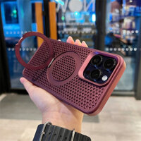 Dành Cho iPhone 15 Gấp Chân Đế Tản Nhiệt Từ Tính Cho iPhone 14 15 13 12 11 Pro Max Plus Họa Tiết Tổ Ong Mỏng Bao