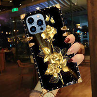 Dành Cho iPhone 15 PRO MAX 14 PRO MAX 13 PRO MAX Vỏ 12 11 PRO MAX 12 13 mini X Xs MAX Xr 6 6S 7 8 14 15 PLUS Phong Cách Sang Trọng Hoa Hồng Họa Tiết Thiết Kế Độc Đáo Vuông Vỏ Điện Thoại Bao da