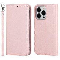 Dành Cho iPhone 16 15 14 13 Pro Max Ốp Lưng Da Lụa Lấp Lánh Từ Ví Lật Cho iPhone 11 12 Pro Max X XR XS Max Bao Chống Sốc