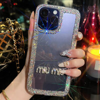 Dành Cho iPhone 16 Handmade Thương Hiệu Cao Cấp Ốp Lưng Điện Thoại Apple ip 15 14 13 12 11 Pro Max 16 Plus X XS Max XR 7 8 Plus SE Mini Clear Cover Handmade Kim Cương Giả Bảo Vệ Ống Kính