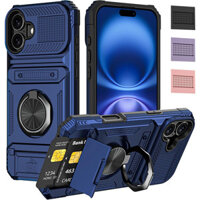 Dành Cho iPhone 16 Ốp Lưng Có Chân Đế Nhẫn [Khe Cắm 2 Thẻ] Vỏ Ví Bảo Vệ Chống Sốc Hạng Nặng Cho iPhone 16 Plus / 16 Pro Max / 15 Pro Max / 15 Plus / 14 Pro Max / 14 Plus / 13 Pro