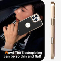 Dành Cho IPhone 16 Pro Max 15 Plus 14 13 12 Promax Ốp Điện Thoại Mạ Vàng Bảo Vệ Biên Giới Vỏ Cây Da IPhone Ốp Lưng Chống Sốc Vỏ