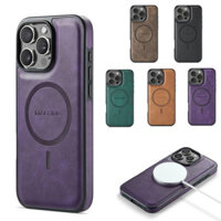 Dành Cho IPhone 16 Pro Max Ốp lưng Sạc Không Dây Từ Tính Cho IPhone 12 13 14 15Plus Retro Da Bảo Vệ Mặt Sau Nhà Vỏ PU