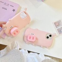 Dành Cho iPhone 16 Pro Max 16Pro Ốp Lưng Hoạt Hình Dễ Thương 3D Heo Hồng Chân Đế Invisable Silicon Mềm Bảo Vệ Toàn Diện Vỏ Điện Thoại Cho iPhone 13 14 15 Pro Max 14 Plus 15 Plus 12 Pro Max