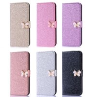 Dành Cho iPhone 7 8 Plus 12 Pro 13 16 Pro Max Từ Đóng Kim Cương Bướm Lật Ví Da Bao Da
