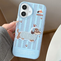 Dành Cho iphone16ProMaxcase Chó Xúc Xích Sọc Xanh iPhone15ProMax iPhone14ProMax iPhone16Pro