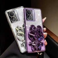 Dành cho iQOO Z7X Z7 5G / iQOO 12 Pro / iQOO 11 Ốp mềm dễ thương đáng yêu với giá đỡ thỏ KT dễ thương Vỏ điện thoại sáng bóng