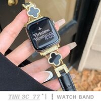 Dành Cho iWatch SE 44mm 40mm Ultra 2 49 41 42/46mm 44 45mm Bốn Cỏ Ba Lá Dây Da Nam Apple Watch Series 3 4 5 6 7 8 9 10 SE Dây đeo