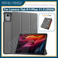 Dành Cho Lenovo Tab K11 Plus 11.45inch 2024 TB352FU Bao Da PU Gấp Ba Mặt Sau PC Cứng