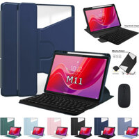 Dành cho Lenovo Tab M11 TB330FU / Xiaoxin Pad 2024 TB331FC Bàn phím Bluetooth có thể tháo rời 11 inch Bàn di chuột có chân đế xoay thông minh Vỏ da PU có khe cắm bút