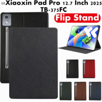 Dành Cho Lenovo Xiaoxin Pad Pro 12.7 Inch 2025 TB-375FC Vỏ Máy Tính Bảng Da PU Flip Case Có Chức Năng Đứng Vỏ Máy Tính Bảng