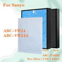 Dành Cho Máy Lọc Không Khí Sanyo ABC-VW24 ABC-VW24A ABC-FAH94 Thay Thế 3 Trong 1 Kháng Khuẩn HEPA Kết Hợp Than Hoạt Tính Lọc Khử Mùi