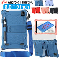 Dành Cho Máy Tính Bảng Android Tablet PC 8.0 8.4 8.7 9.0 inch Đa Năng (20,5 * 13cm) Vỏ Silicon Mềm Chống Sốc Dây Đeo Stylu Stand Case Galaxy Tab P20 Vỏ Vỏ