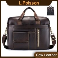 [Dành cho máy tính xách tay 14 ''] Túi công sở nam da bò có dây đeo cố định du lịch Cặp đôi dung lượng cao