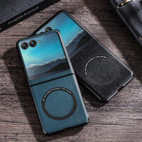 Dành Cho Motorola Moto Razr 50, 50 Ultra Ốp Lưng ELVEV Chống Sốc Sang Trọng Vintage Da PU Bảo Vệ Camera
