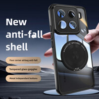 Dành cho Ốp điện thoại Xiaomi Mi 15 Pro, 360 ° Giá đỡ từ tính xoay Vỏ trong suốt bảo vệ ống kính