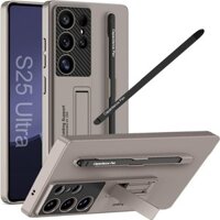 Dành cho Ốp lưng Samsung Galaxy S25 Ultra có giá đỡ bút S, Vỏ bảo vệ mỏng cho Ốp lưng S25 Ultra có chân đế, Ốp lưng Galaxy S25 Ultra cho Samsung S25 Ultra có giá đỡ bút S màu xám