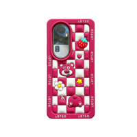 Dành Cho OPPO A78 A57 A54 A77 A77s Reno 10 Pro Kawaii 3D Hoạt Hình Lotso Huggin Gấu Vuông Lưới Họa Tiết Bao Da Silicon Mềm