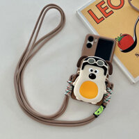 Dành Cho Oppo Find N2 Flip findn3 Flip Phone Case Dễ Thương Kính 3d Chó Braised Cá Chép Dây Kéo Ví Đeo Ngang Dành Cho Samsung Galaxy Zflip6 / 5 / 4 / 3 / Xiaomi Mix Flip / Motorola Razr 50